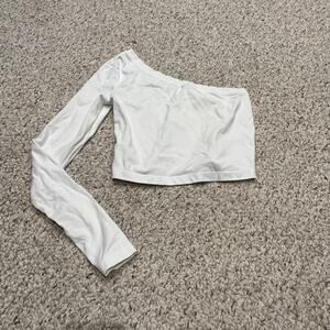 Cotton Citizen Brisbane One Shoulder Long Sleeve Crop Shirt Sz S White Casual